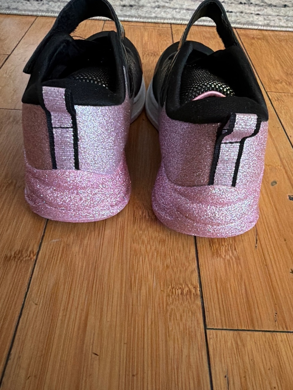 Skechers Kids Black and Pink Glitter Athletic Sneakers - Picture 8 of 8